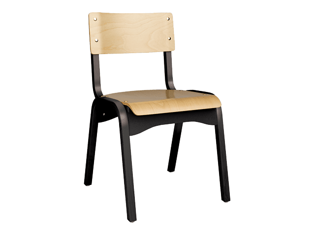 Carlo Stacking Chair (HCARL-116) in Black and Natural